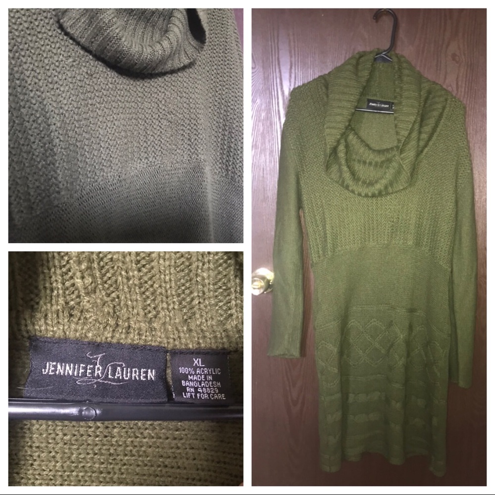 Jennifer Lauren Green Sweater Dress